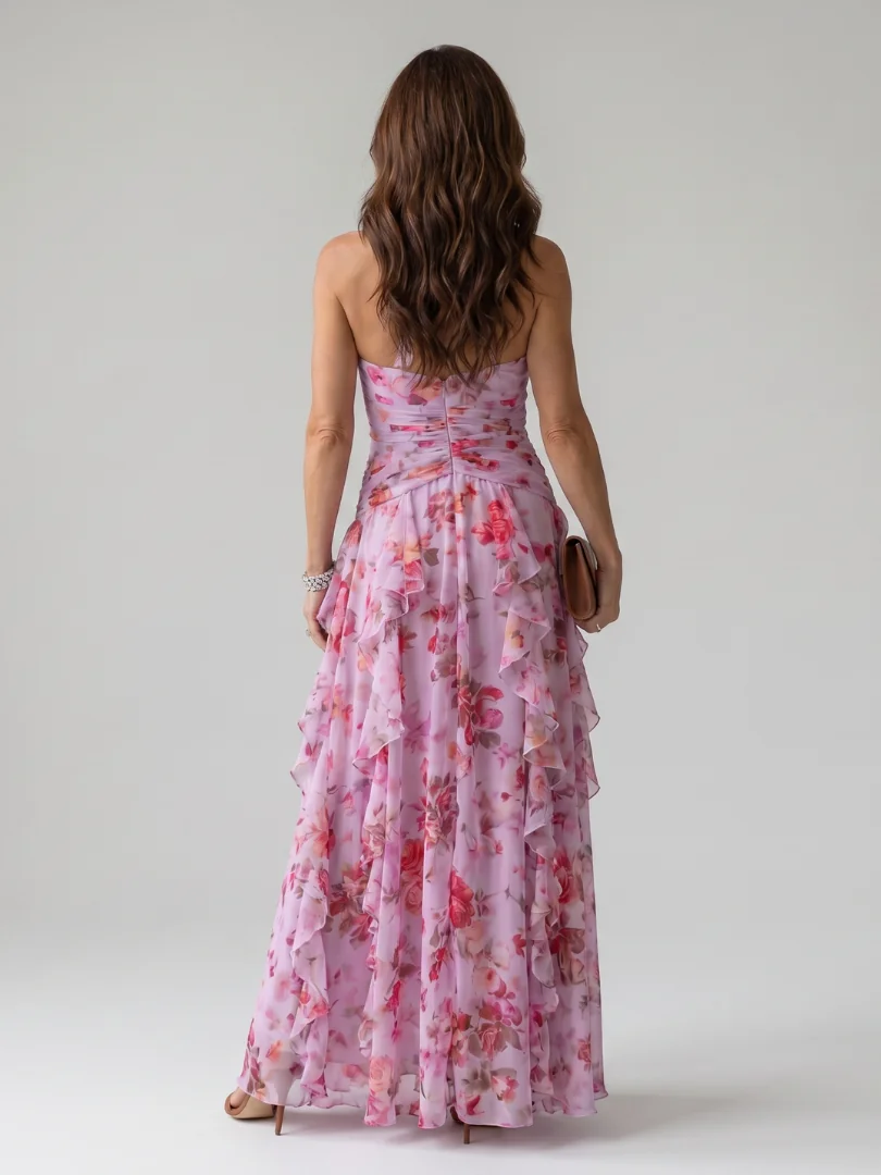 Nori | Halter Neck Ruched Bodice Floral Maxi Dress - photo 3