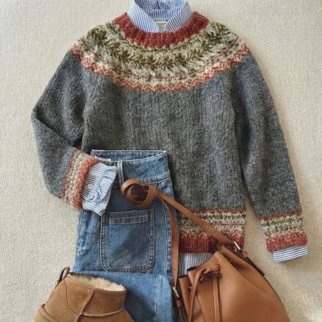 Stone Gray Megan™ | Classic Vintage Knit Sweater
