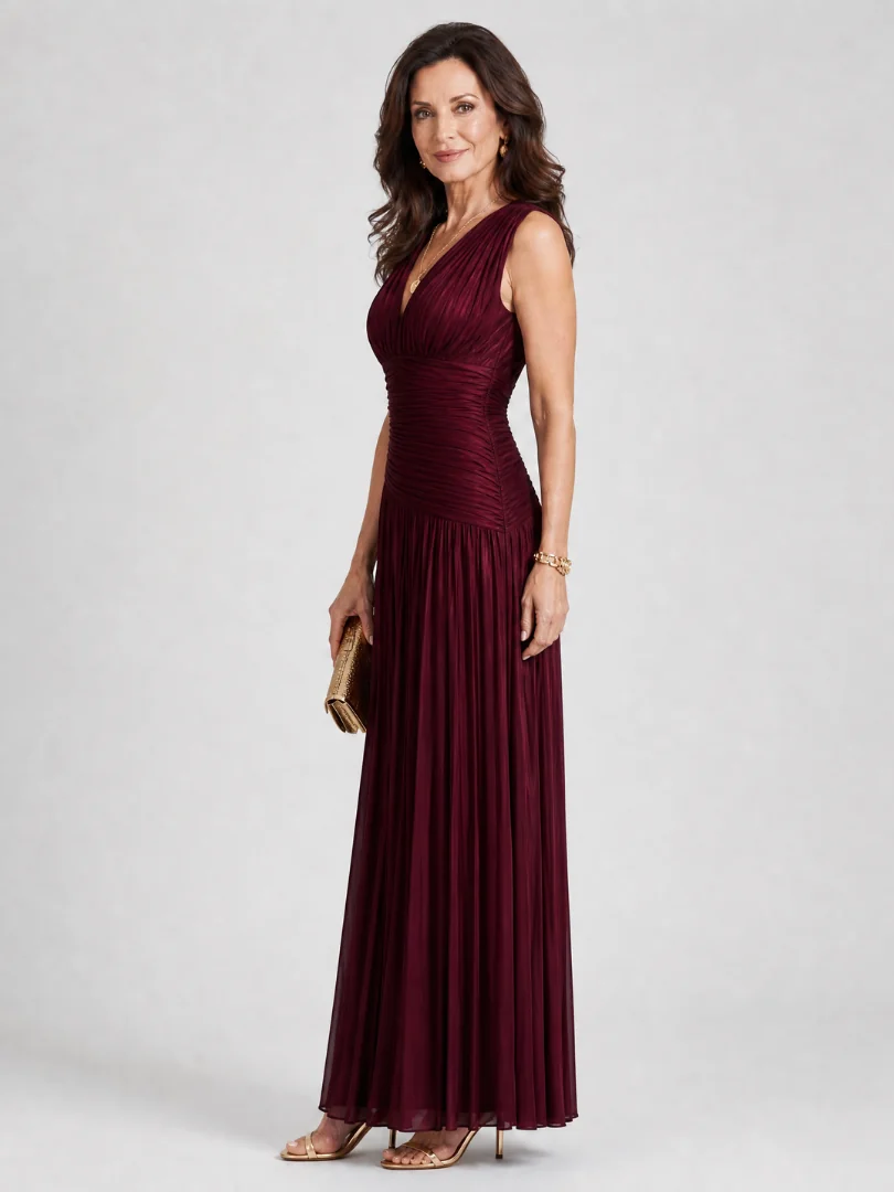 Lemar™ Sleeveless Pleated V Neck Midi Dress - photo 2