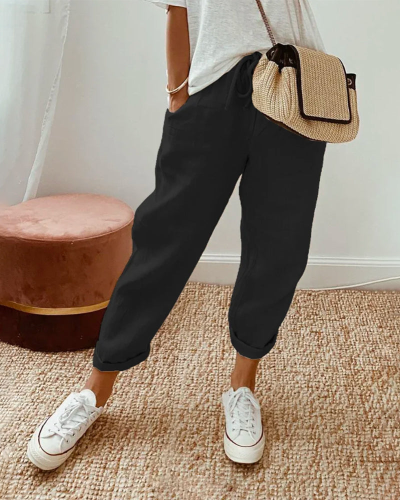 Black Luna | Retro High-Waist Pants for Women | Casual & Smart