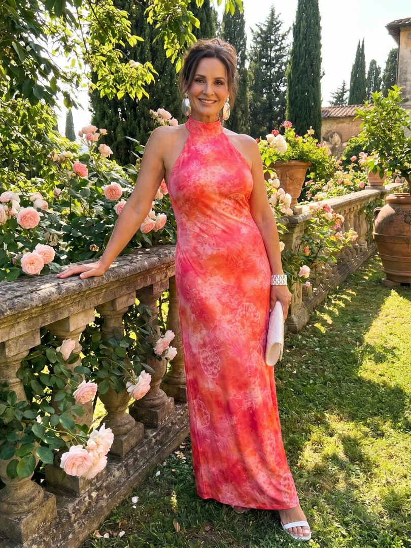 Coraline™ Halter Neck Printed Pattern Maxi Dress - photo 5