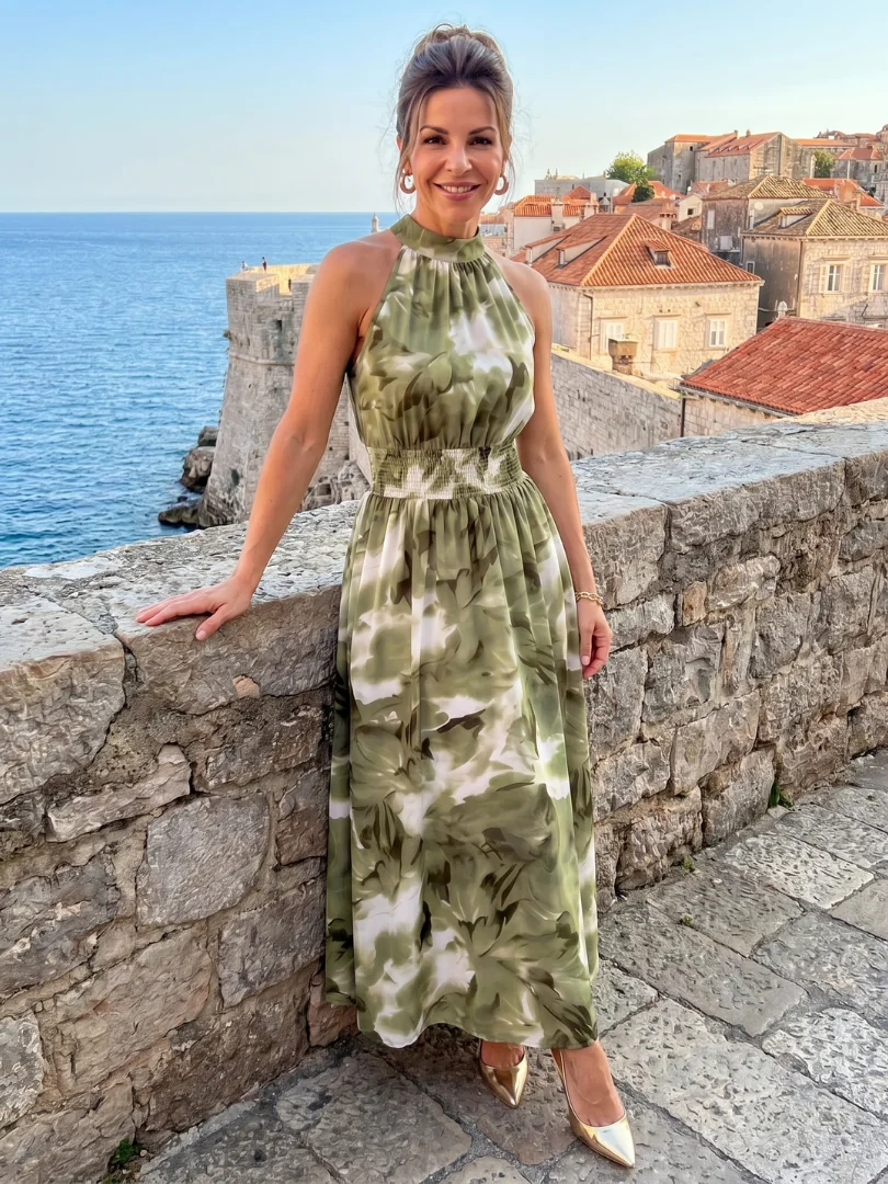 Olivia™ Gathered Waist Abstract Print Midi Dress - photo 4