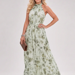 Green Guinevere™ Floral Print Flowing Skirt Midi Dress