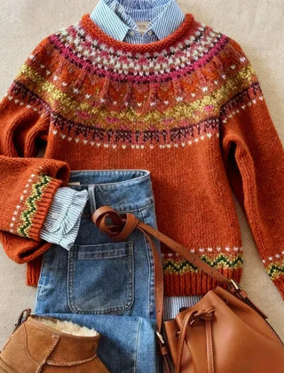 Red Simona™ | Chic Vintage Knit Sweater
