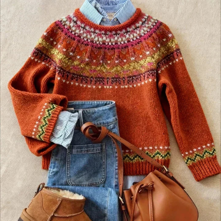 Red Simona™ | Chic Vintage Knit Sweater