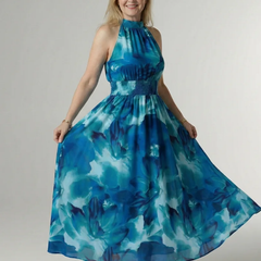 Blue Sylin | Gathered Halter Midi Dress