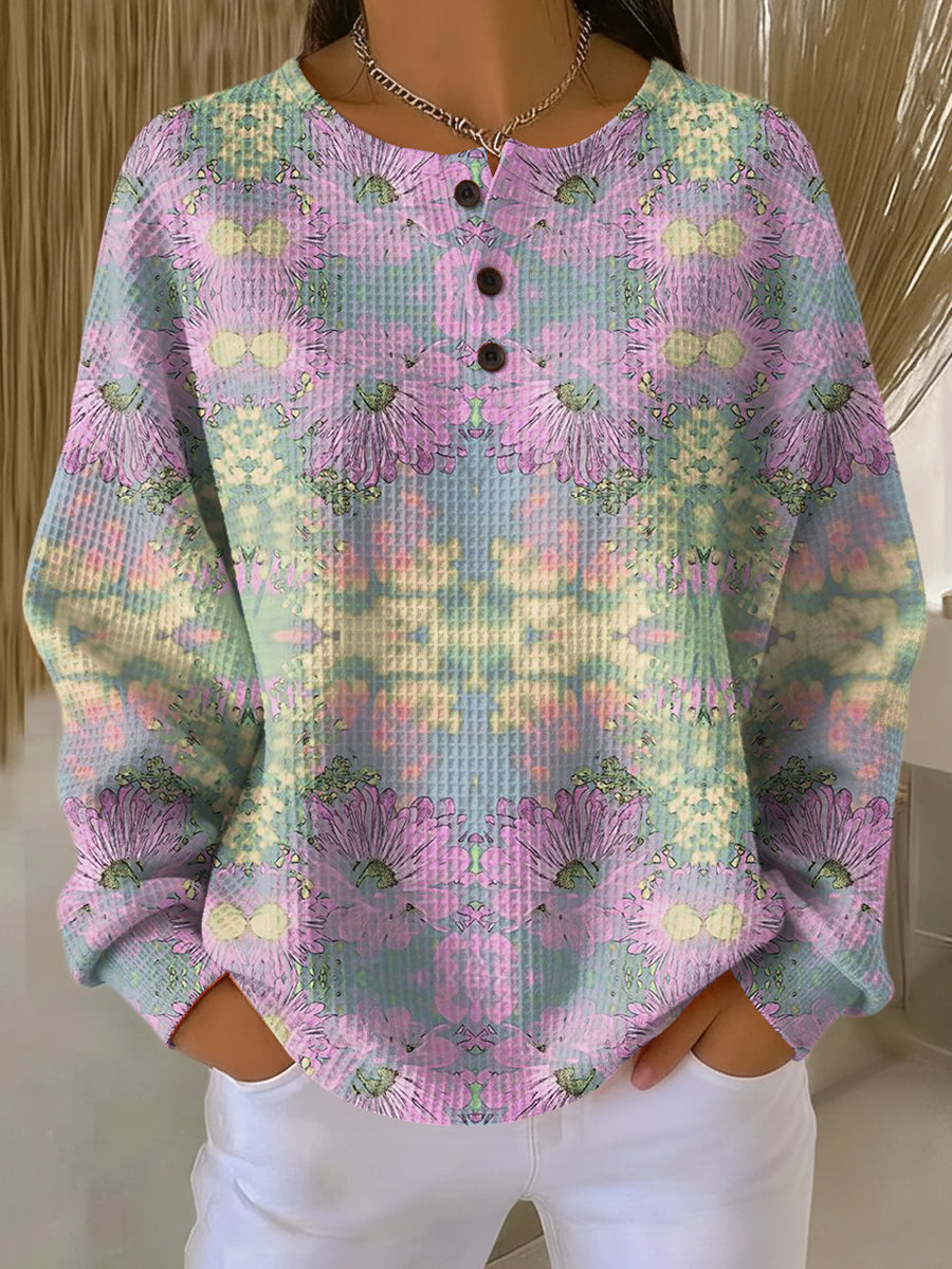 Light Pink Alma | Sweater with Ethnic Floral Pattern