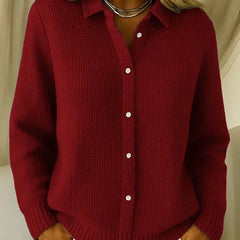 Wine Red Katrina | Textured Knit Button Cardigan
