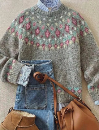 Soft Gray Rebecca™ | Chic Vintage Knit Sweater