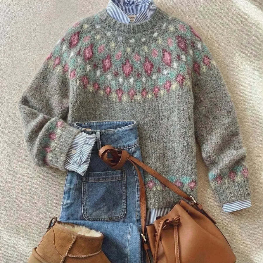 Soft Gray Rebecca™ | Chic Vintage Knit Sweater