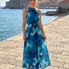 Olivia™ Gathered Waist Abstract Print Midi Dress - photo 5