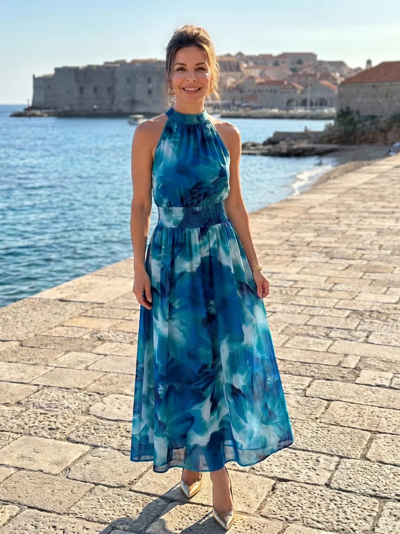 Olivia™ Gathered Waist Abstract Print Midi Dress - photo 5