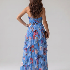 Nori | Halter Neck Ruched Bodice Floral Maxi Dress - photo 4