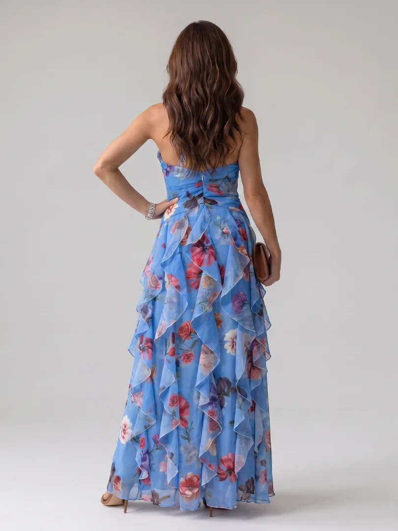 Nori | Halter Neck Ruched Bodice Floral Maxi Dress - photo 4