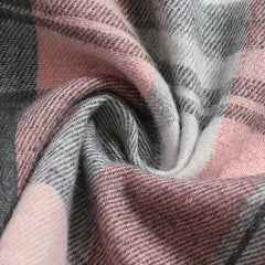 Nora Lightweight Plaid Shirt Jacket in Pink, pattern close-up