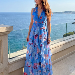 Nori | Halter Neck Ruched Bodice Floral Maxi Dress - photo 6