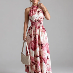 Red Olivia™ Gathered Waist Abstract Print Midi Dress