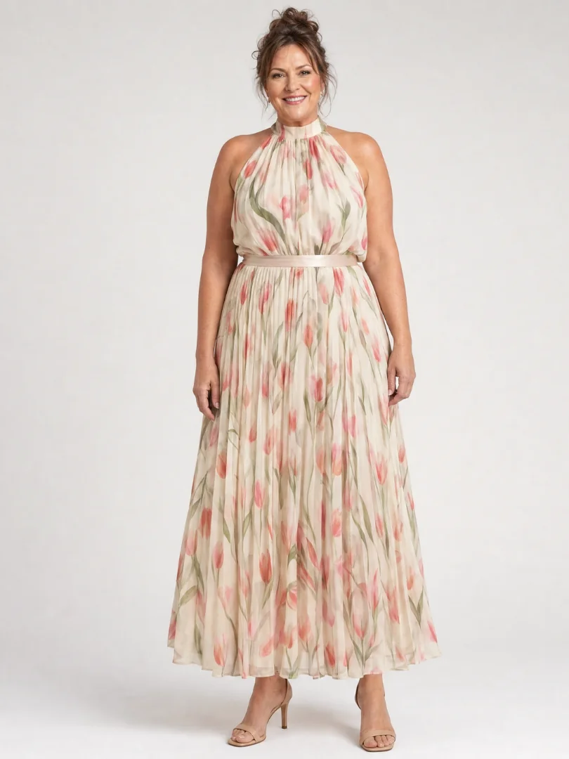 Aurelle | Halter Neck Floral Midi Dress - photo 7