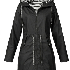 Sabrina Hooded Rain Jacket in Black