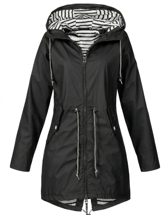 Sabrina Hooded Rain Jacket in Black