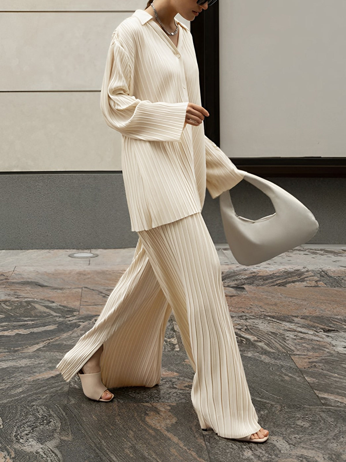 Oversized Pleated Two-Piece Lounge Set - photo 2