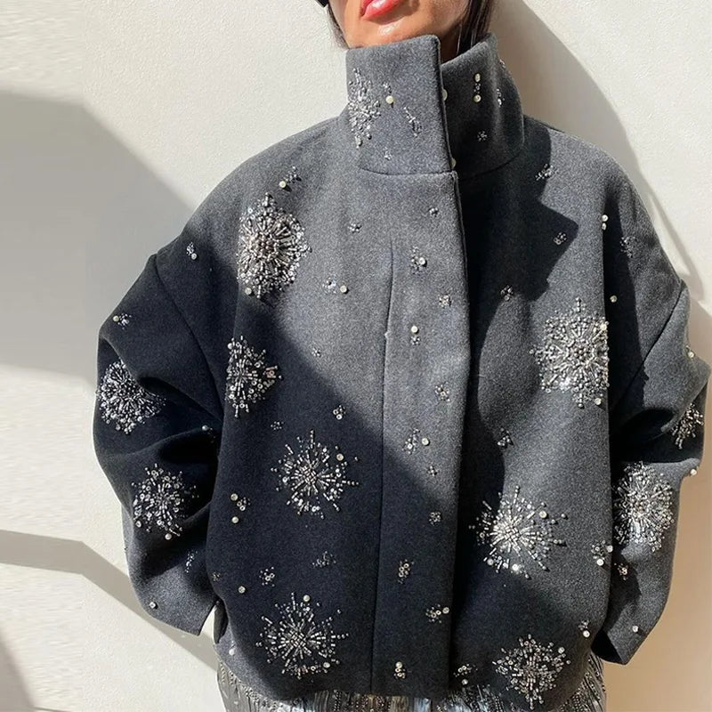 Women's Embroidery Beading Pea Coat - photo 2