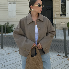 Women's Boxy Cropped Wool Coat Jacket - photo 2