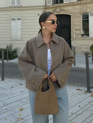 Women's Boxy Cropped Wool Coat Jacket - photo 2