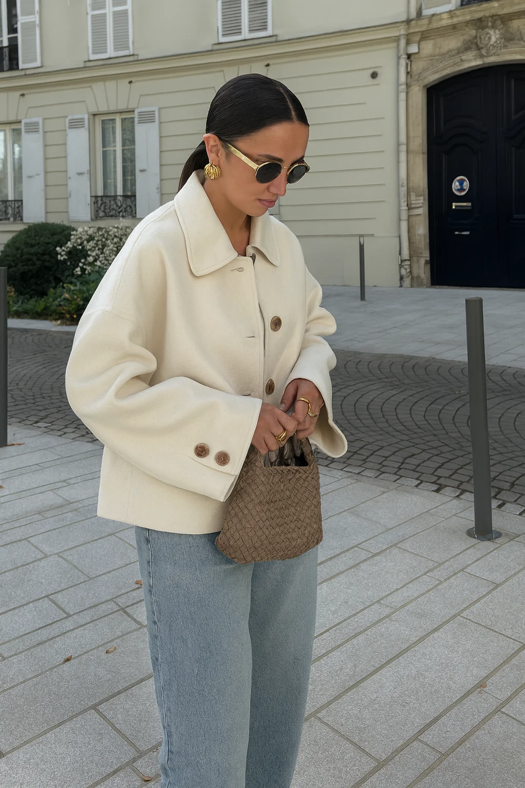 Women's Boxy Cropped Wool Coat Jacket - photo 7
