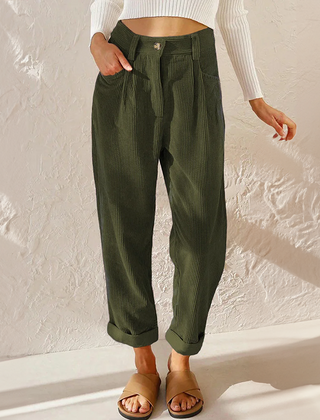 Green Annie | High-Waist Corduroy Pants for Women | Casual Comfort