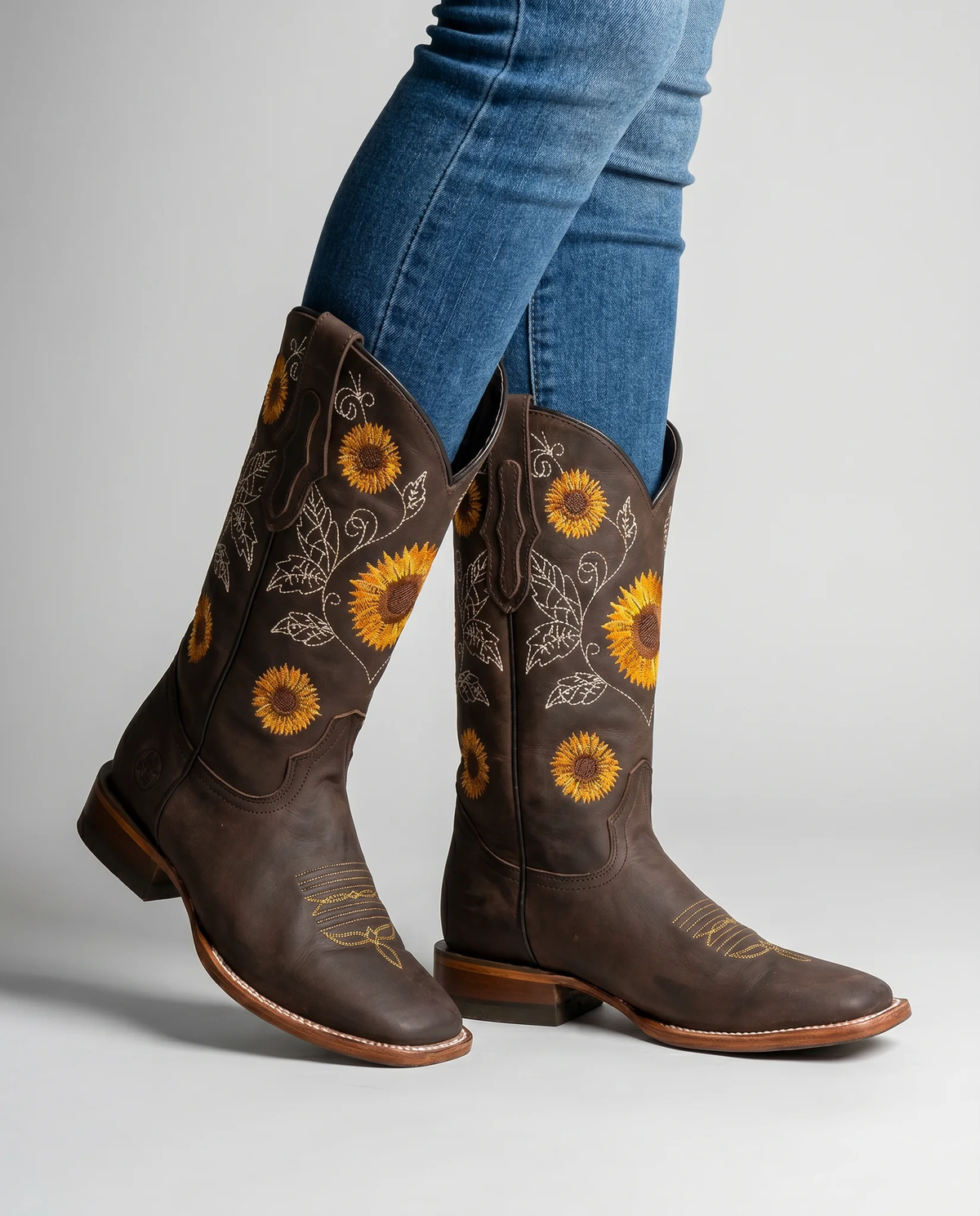 Women's Floral Embroidered Cowgirl Boots with Low Block Heel - photo 4