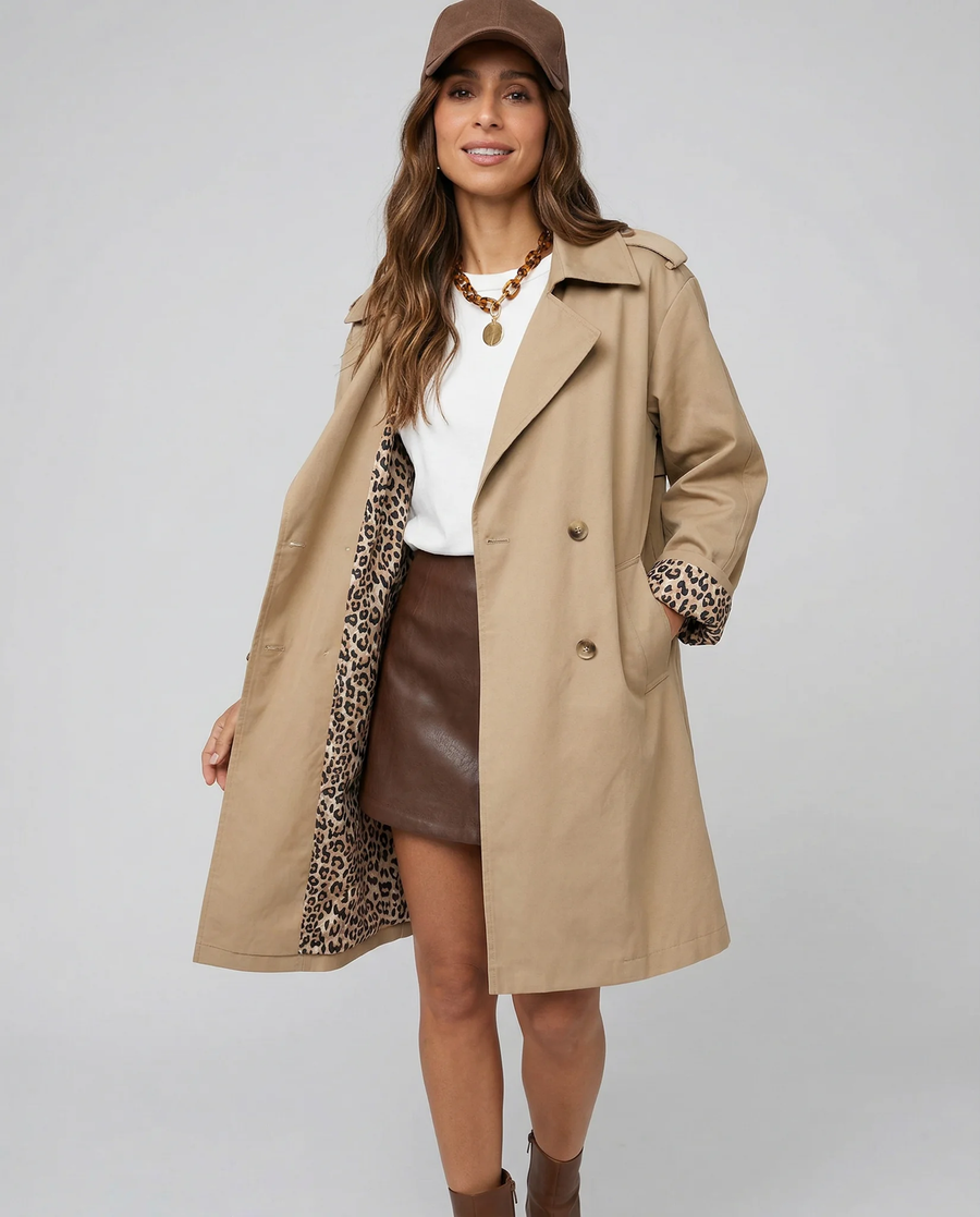 Leopard Print Trench Coat Women – Chic Casual Layering for Transitional Seasons - photo 1