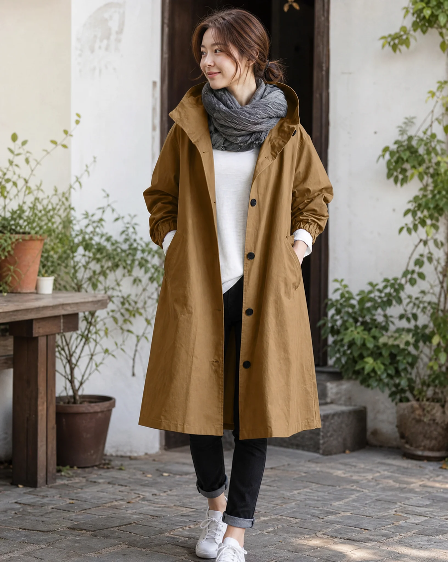 Women's Long Hooded Trench Coat - photo 2