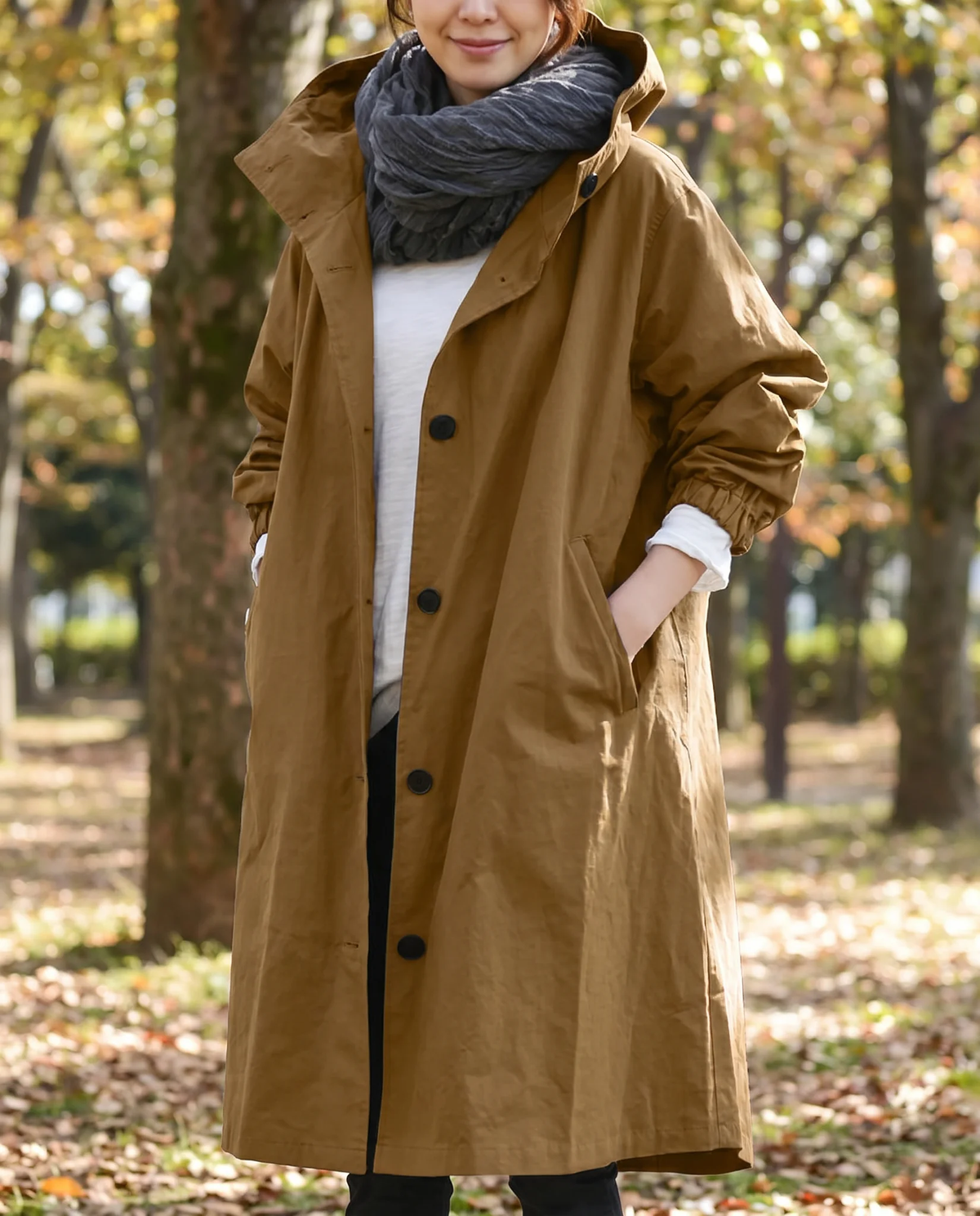 Women's Long Hooded Trench Coat - photo 1