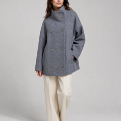 Stand Collar Women's Pea Coat - photo 1