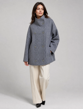 Stand Collar Women's Pea Coat - photo 1