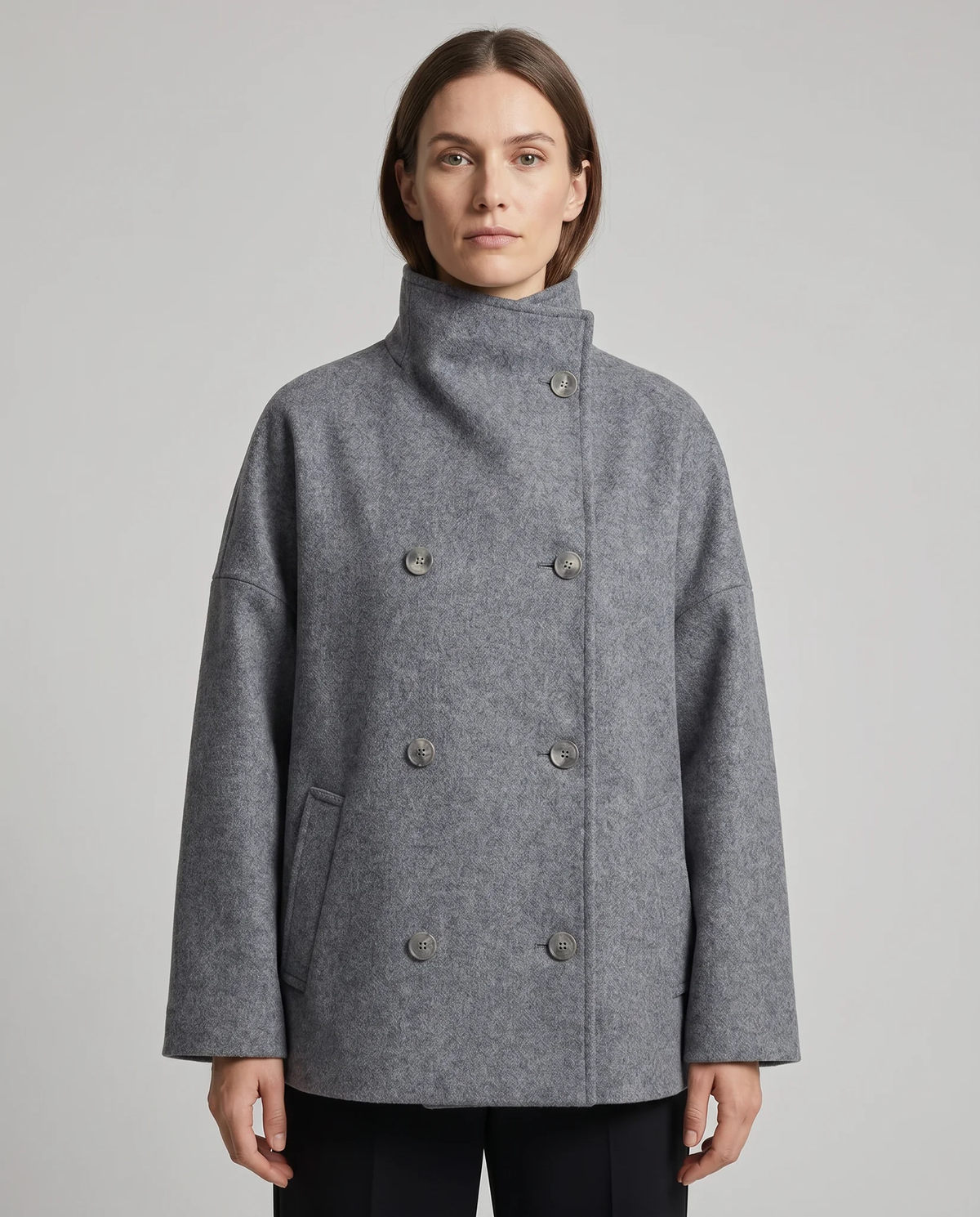 Stand Collar Women's Pea Coat - photo 3