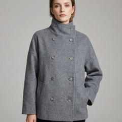 Stand Collar Women's Pea Coat - photo 2