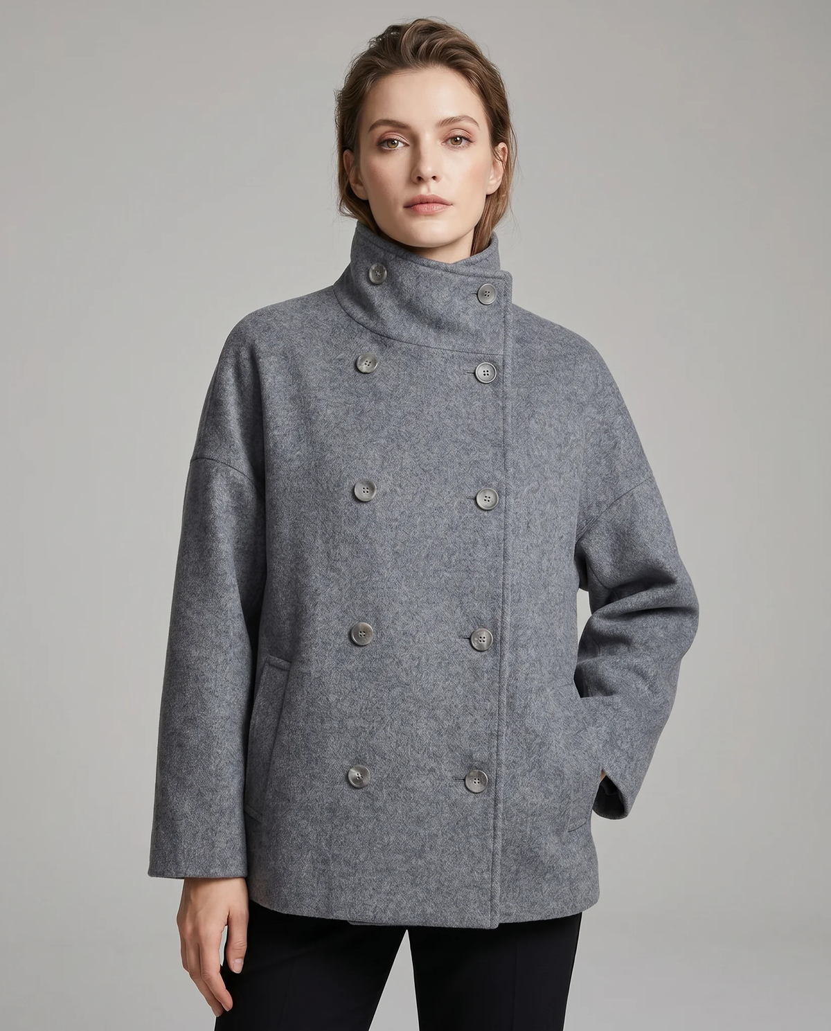 Stand Collar Women's Pea Coat - photo 2