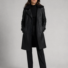 Women's Luxurious Faux Leather Trench Coat - photo 4