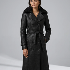 Women's Luxurious Faux Leather Trench Coat - photo 3
