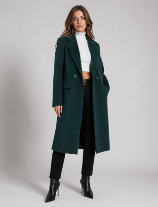 Green Short Classic Single-Breasted Trench Coat for Women