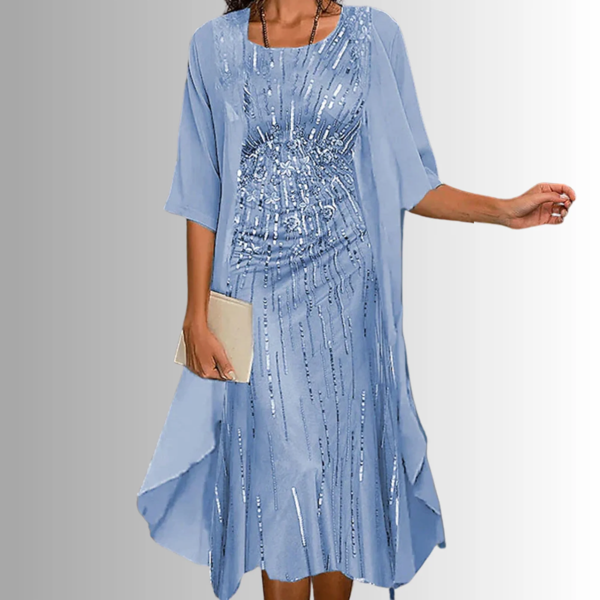 Blue Women's Floral Print Two-Piece Top and Skirt Set