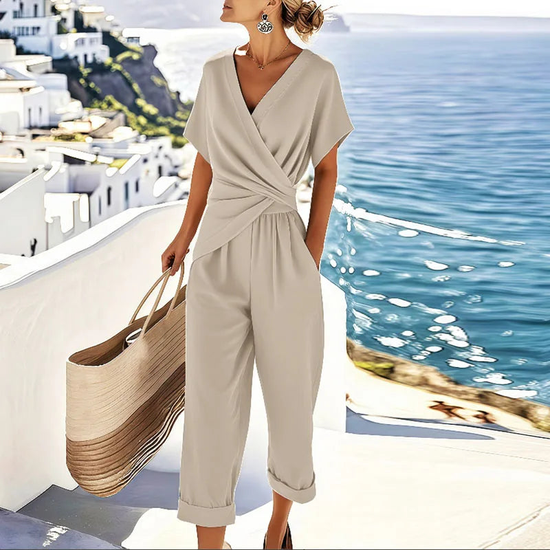 Apricot Women's Elegant Long Sleeve Top and Wide Leg Trouser Two-Piece Set