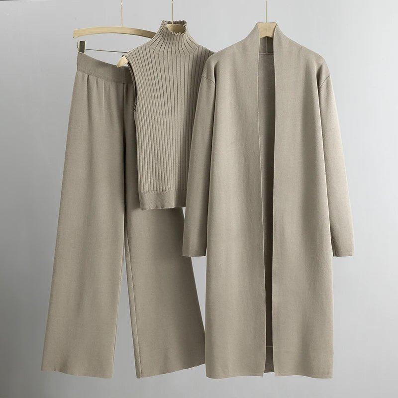 Beige Women's Elegant Three-Piece Coordinated Set in Versatile Colours