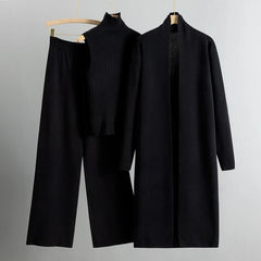 Black Women's Elegant Three-Piece Coordinated Set in Versatile Colours