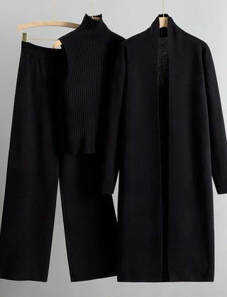 Black Women's Elegant Three-Piece Coordinated Set in Versatile Colours