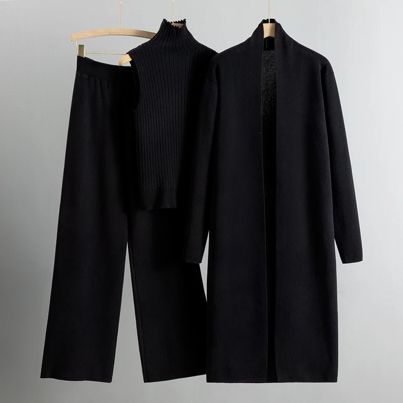 Black Women's Elegant Three-Piece Coordinated Set in Versatile Colours