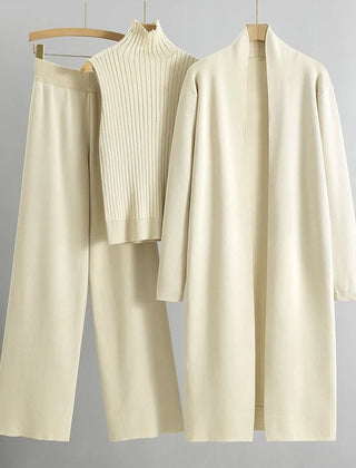 White Women's Elegant Three-Piece Coordinated Set in Versatile Colours
