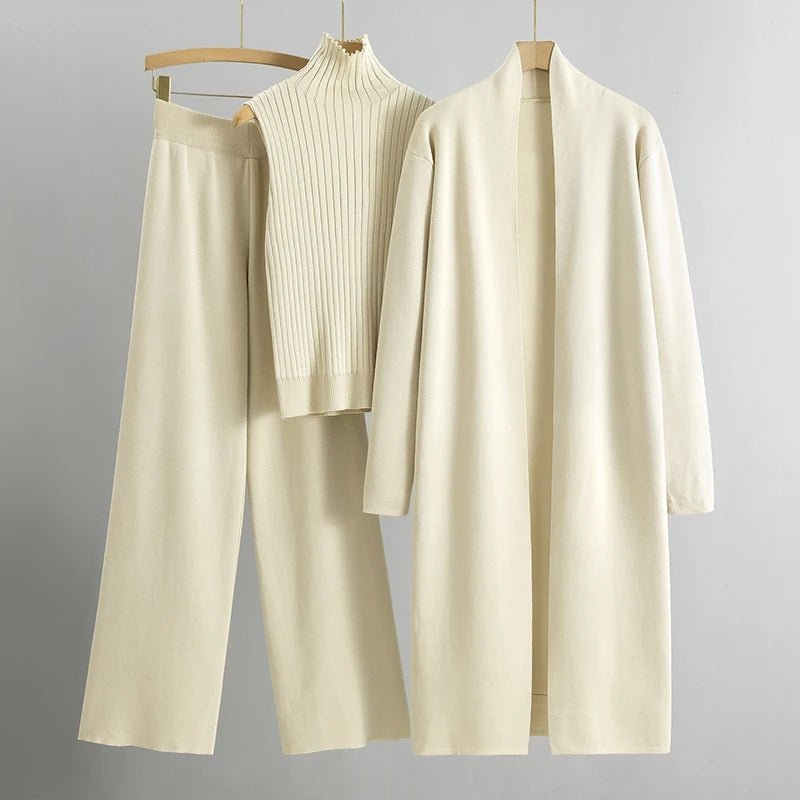 White Women's Elegant Three-Piece Coordinated Set in Versatile Colours